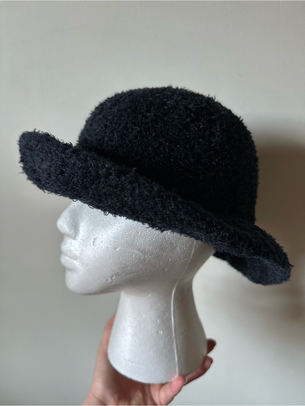 Vintage Liz Claiborne Fuzzy Chenille Black Hat